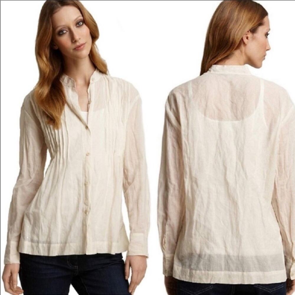 Eileen Fisher Crinkle Pleated Pintuck Blouse
